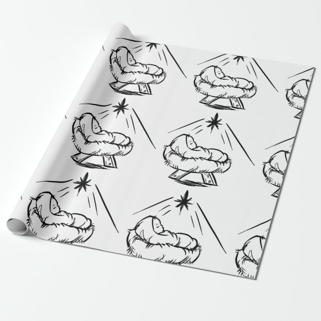 Niño Jesús En Papel De Envoltura De Manger (Desenrollado)