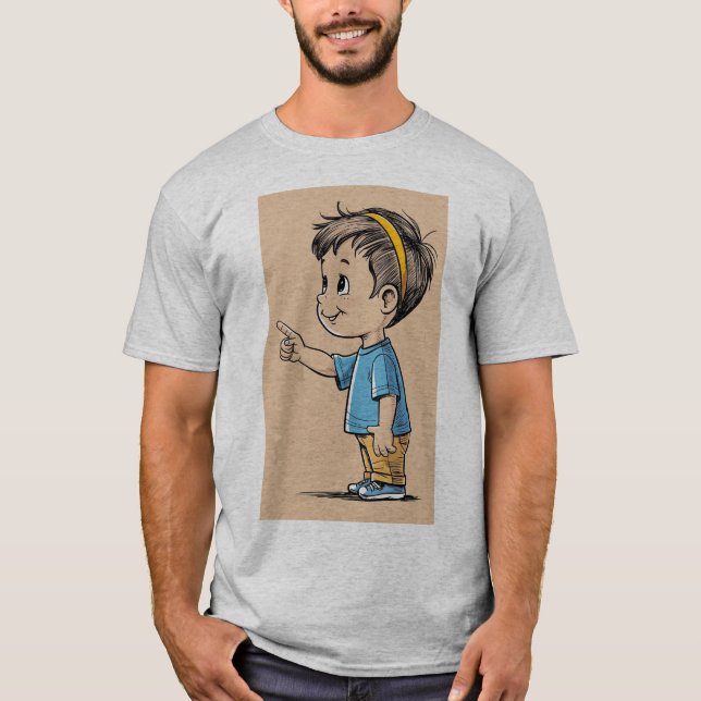 Niño juguetón que llega a la camiseta delantera (Anverso)