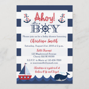 Niño Nautical Baby Shower Invitaciones