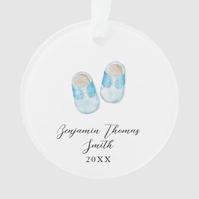 Niño Navidades de zapatos azules adorno acrílico (Anverso)