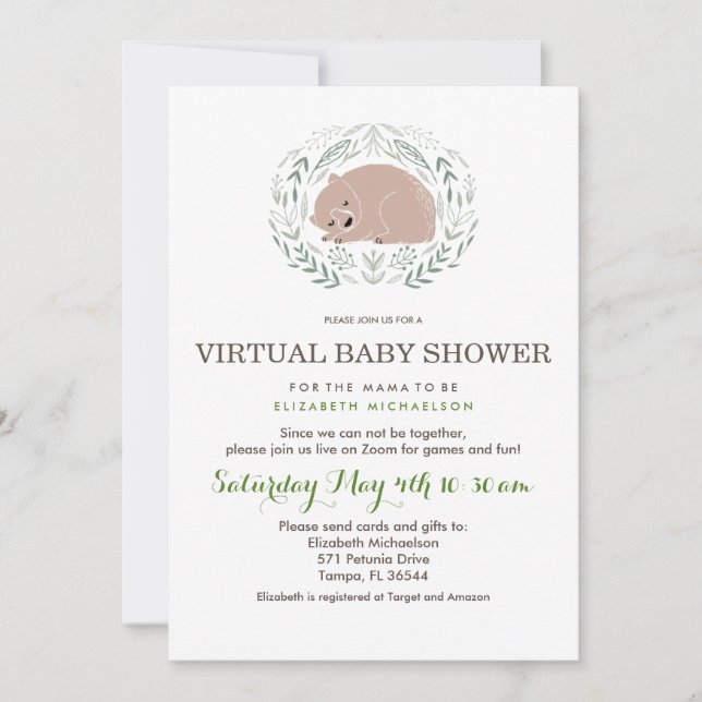 Niño niño woodland ducha virtual bebé Invitación (Anverso)