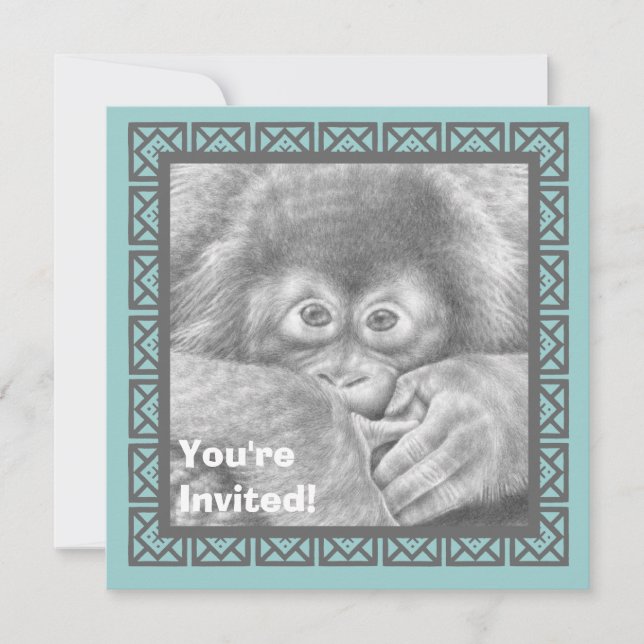 Niño Orangután Invitación a fiesta de cumpleaños (Anverso)