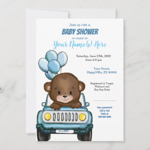 Niño oso en globos de invitación Baby Shower para 