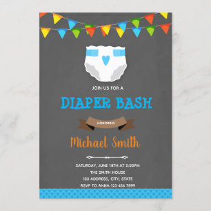 Niño pañal golpea invitación a ducha de bebé