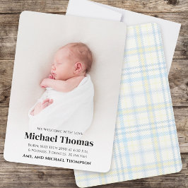 Niño Personalizado de foto de nacimiento  Blue Pla