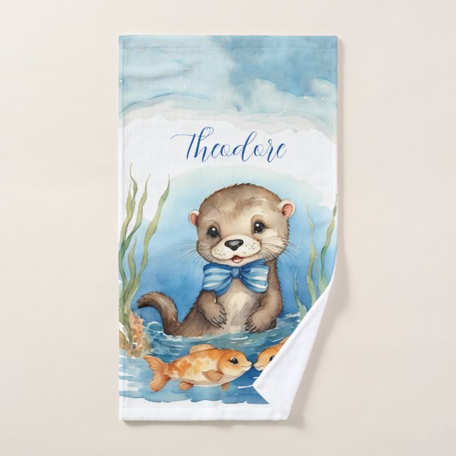 Niño personalizado de Otter (Toalla de mano)