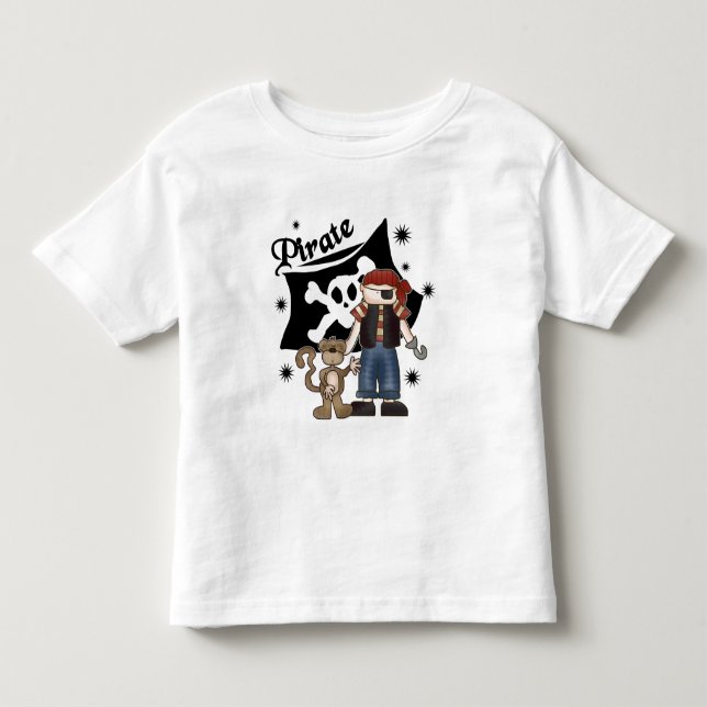 Niño pirata con camisetas y regalos de mono (Anverso)