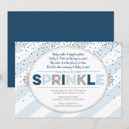niño rociar invitación azul marino plata