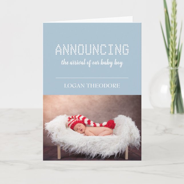 Niño | Tarjeta personalizada de anuncio de nacimie (Anverso)