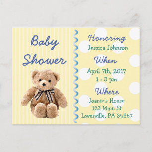 Niño Teddy Bear Invitación a Baby Shower