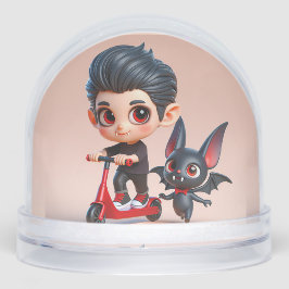 Niño vampiro en una moto y un bote, por Natasha Us