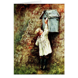 Niño victoriano envía una tarjeta de carta