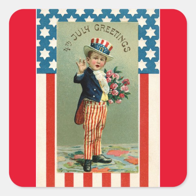 Niño Vintage como Tío Sam Pegatina (Anverso)