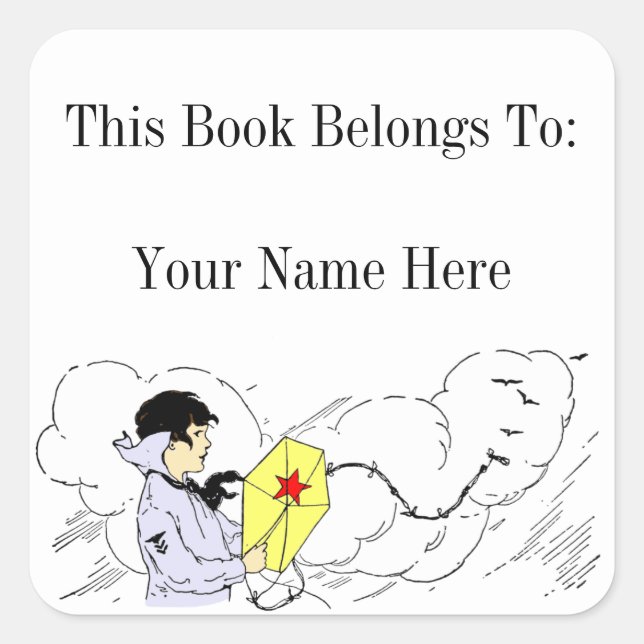 Niño volando un Personalizado de cometas Pegatina  (Anverso)
