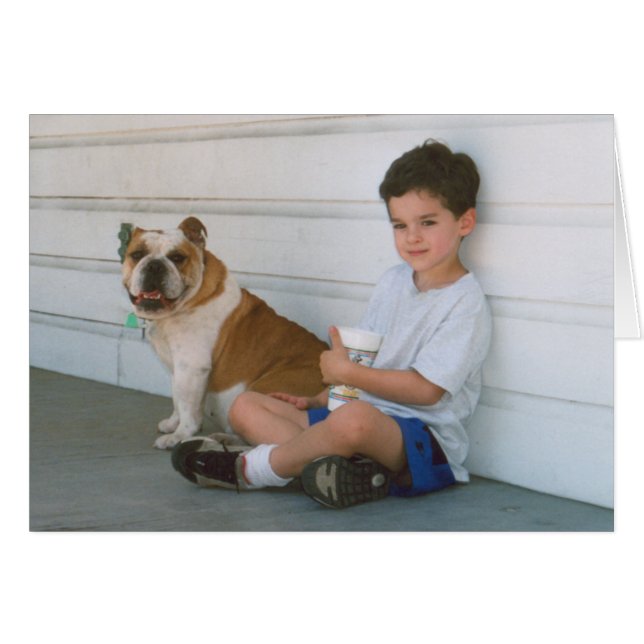 Niño y perro Bulldog (Anverso (Horizontal))