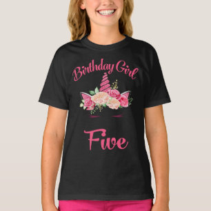 Niños 5 Chica de cumpleaños Unicornio Camisa 5