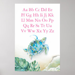 Niños ABC Posters Tortuga tropical marina