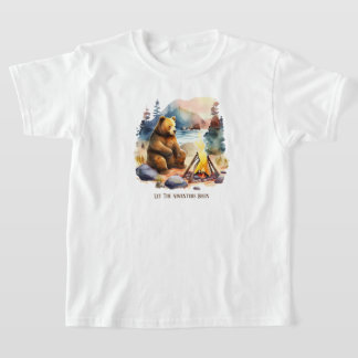 Niños acampando camiseta