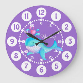 Niños adorables ballenas espumosos arte reloj de a