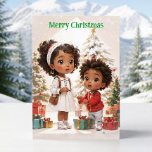 Niños Afroamericanos Feliz Navidad