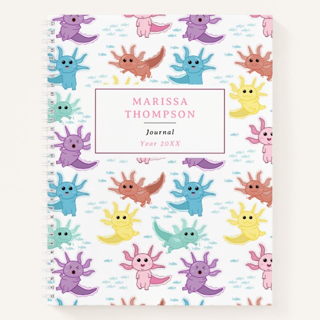 Niños Ajolote Cute Salamandra Niños Cuaderno de Di (Anverso)