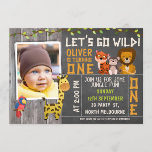 Niños animales salvajes de Safari Invitación al pr