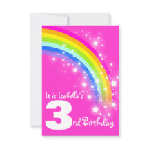 Niños arco iris Invitación de cumpleaños rosado de