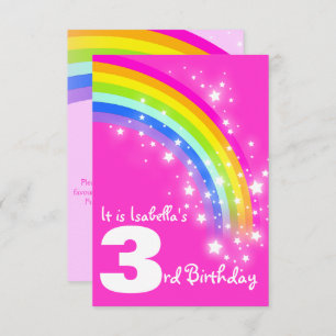 Niños arco iris Invitación de cumpleaños rosado de