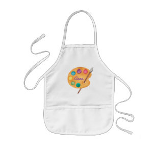 Niños arte NOMBRE acuarela paleta lindo delantal