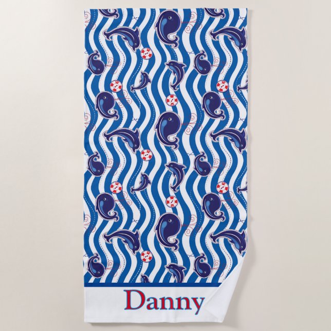 Niños Ballenas Y Delfines Toalla De Playa (Anverso)