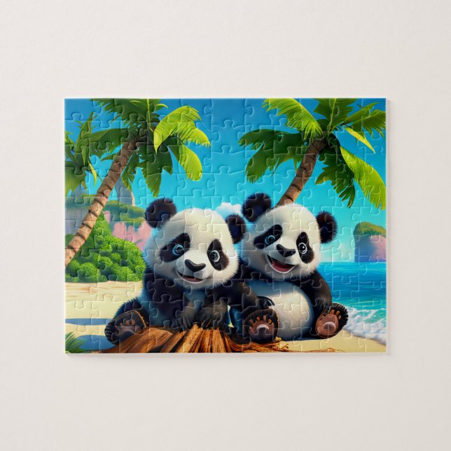 Niños Bebé Pandas Jigsaw Puzzle - Tropical (Horizontal)