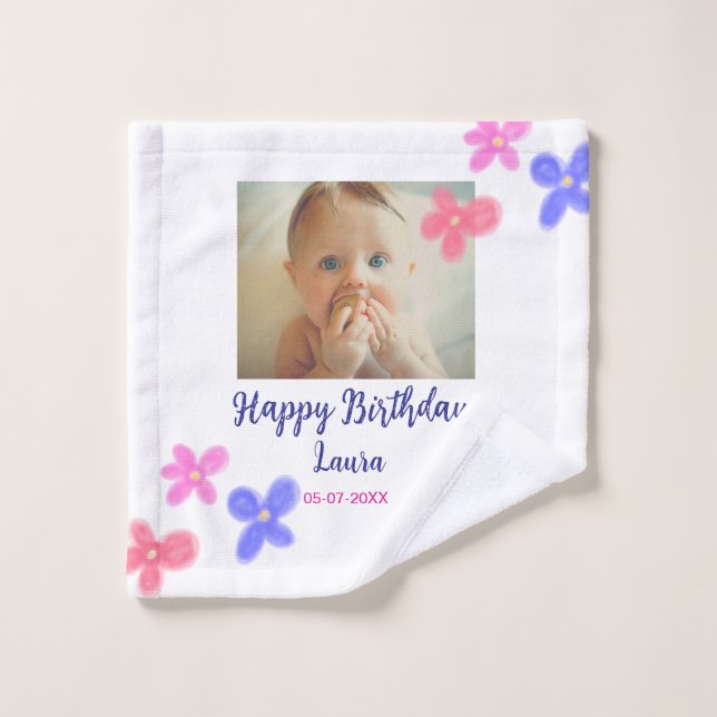 Niños bebé primer cumpleaños añadir fecha añadir f (Toallita)