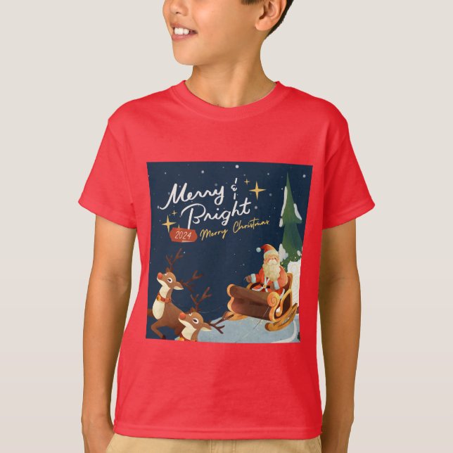 Niños Camisetas básicas navideñas alegres (Anverso)