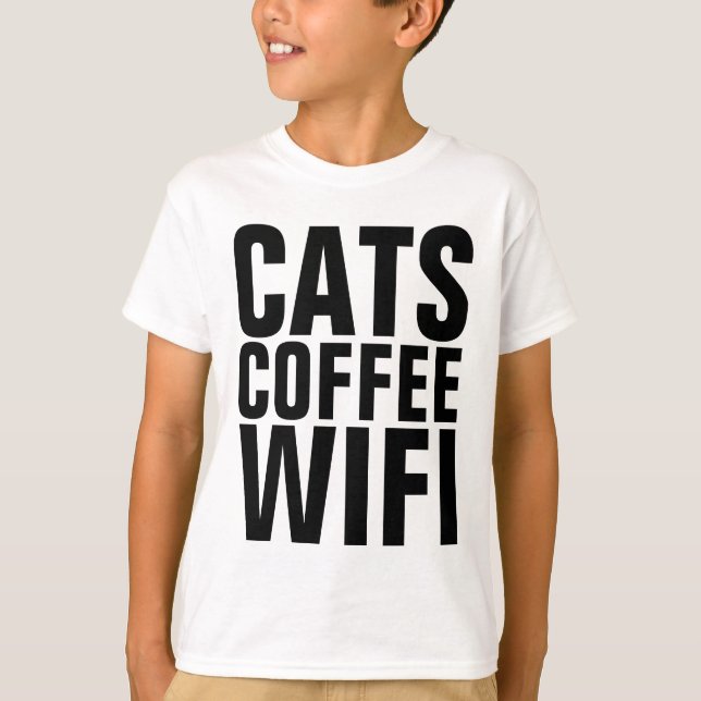 NIÑOS Camisetas CAT, CAFÉ CATS WIFI (Anverso)