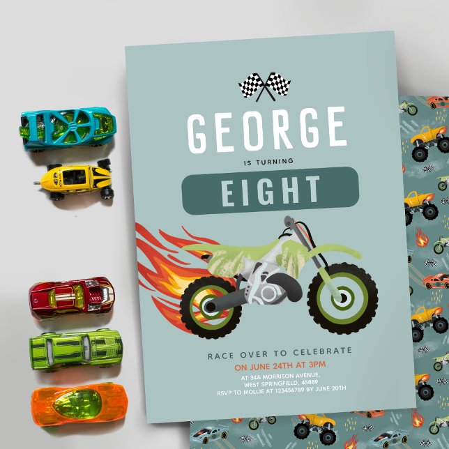 Niños Carreras Motociclismo Niños Invitación al cu (Subido por el creador)