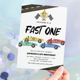 Niños Carro Race Invitación al primer cumpleaños