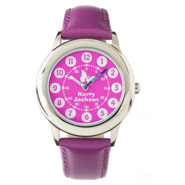 Niños chicas reloj de pulsera con nombre completo  (Anverso)