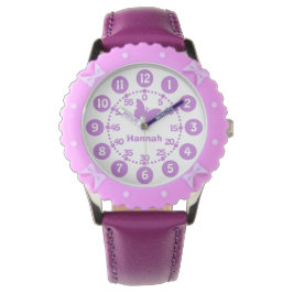 Niños chicas reloj de pulsera personalizado morado