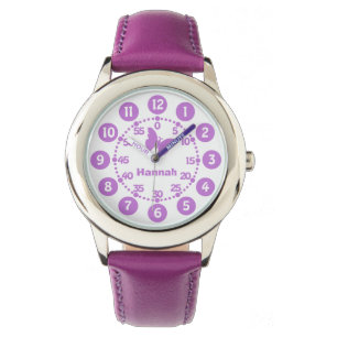 Niños chicas reloj de pulsera personalizado morado