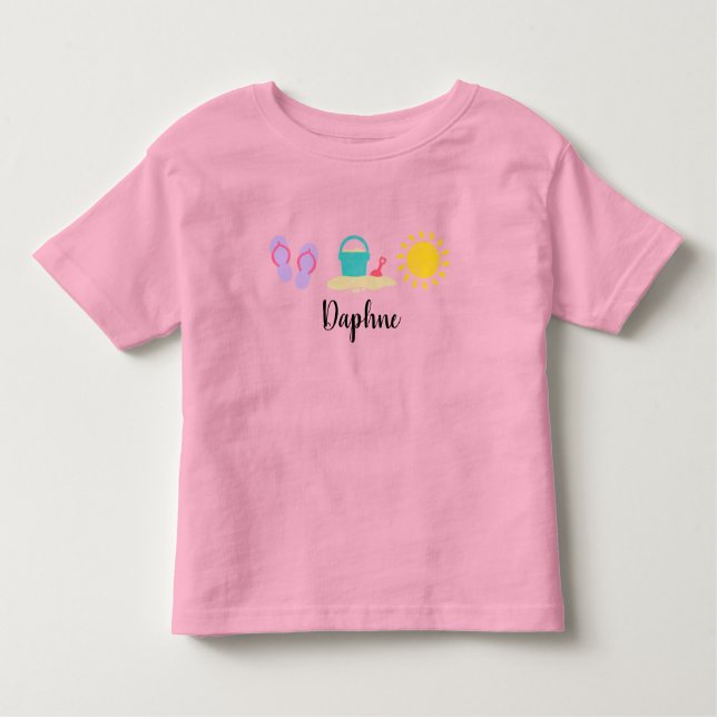 Niños Chicas Watercolor Beach Trio Camiseta (Anverso)