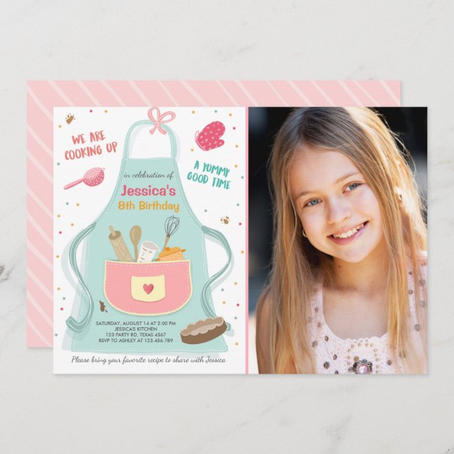 Niños cocinando cumpleaños invitación Cocina horne (Anverso / Reverso)