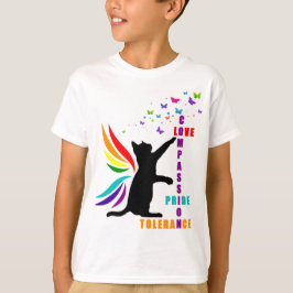 Niños con el orgullo del arcoiris gato y camiseta