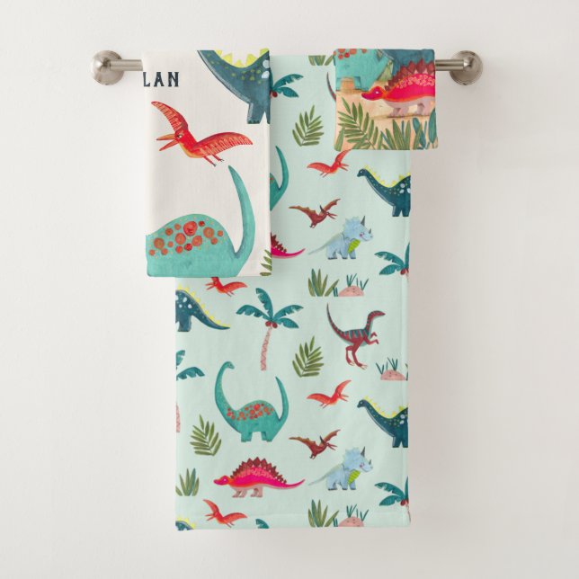 Niños con monograma azul de dinosaurio todos los a (In situ)