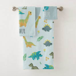 Niños con patrones modernos de dinosaurios azules