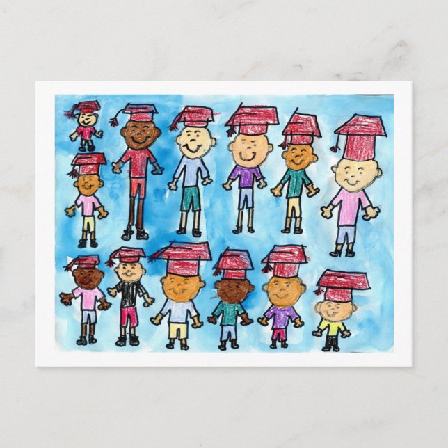 Niños con tarjeta de graduación (Anverso)