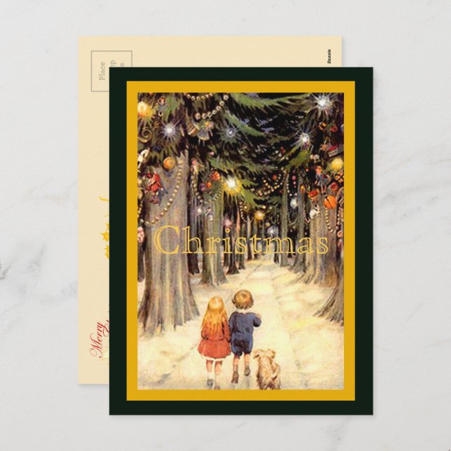 Niños con tarjeta postal Lane para Navidades (Anverso / Reverso)