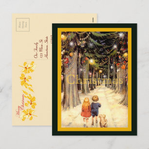 Niños con tarjeta postal Lane para Navidades