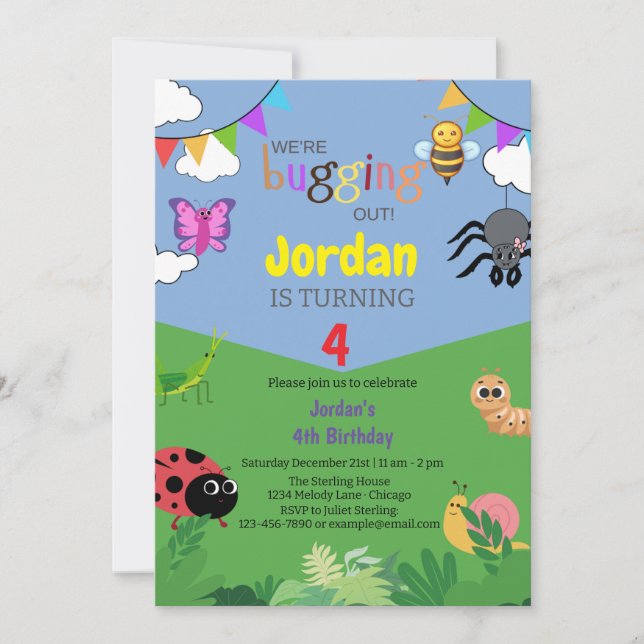 Niños con temas de abuso Invitación al cumpleaños  (Anverso)