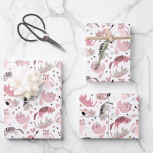 Niños creativos Gatos Envuelven hojas de papel