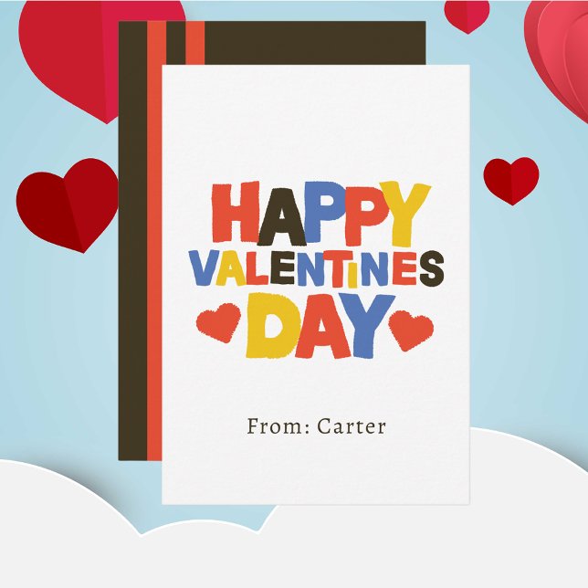 Niños Cuidan Tarjeta de San Valentín Escolar Simpl (Subido por el creador)